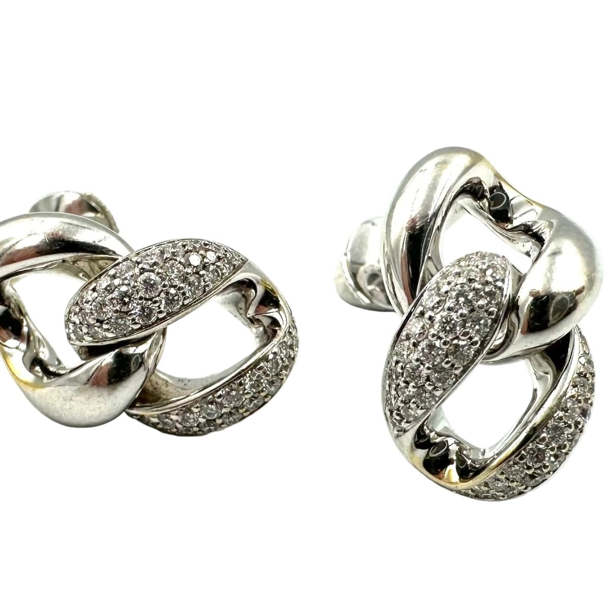 Boucles d'oreilles Pendantes MESSIKA "Link" en or blanc et diamants - Castafiore