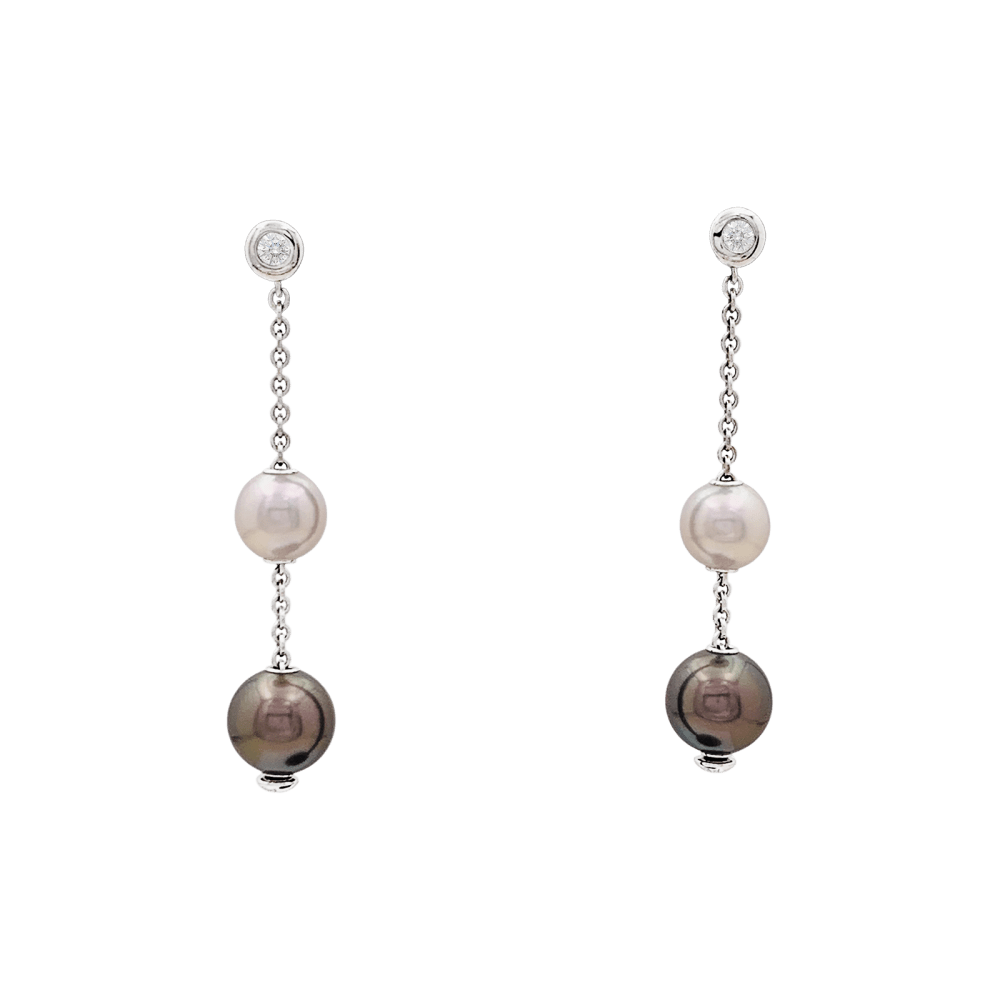 Earrings Mikimoto, white gold, beads and diamonds.