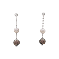 Earrings Mikimoto, white gold, beads and diamonds.