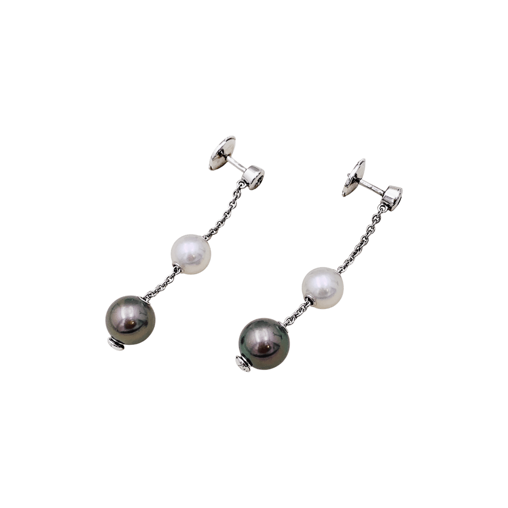 Earrings Mikimoto, white gold, beads and diamonds.