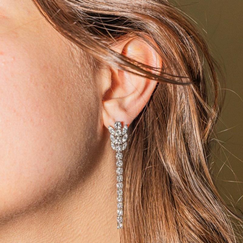 Boucles d'oreilles Pendantes Or blanc Diamant - Castafiore