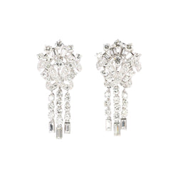 Boucles d'oreilles pendantes or blanc diamants 4,5 carats - Castafiore