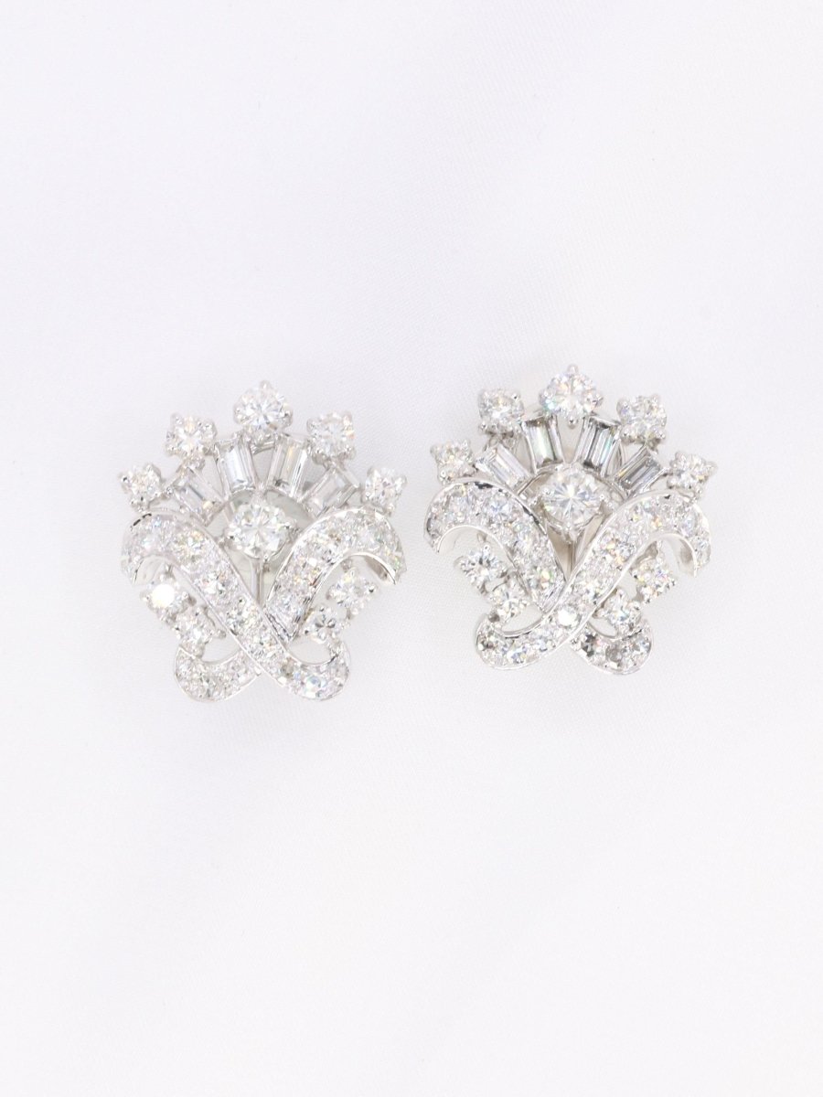 Boucles d'oreilles pendantes or blanc diamants 8,5 carats - Castafiore