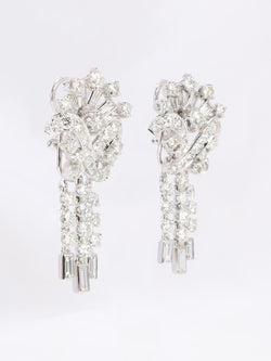 Boucles d'oreilles pendantes or blanc diamants 8,5 carats - Castafiore