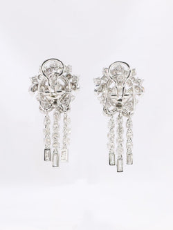 Boucles d'oreilles pendantes or blanc diamants 8,5 carats - Castafiore