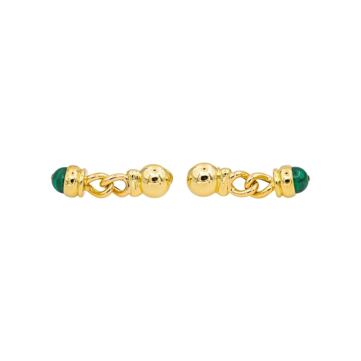 Boucles d'oreilles Pendantes Or jaune Malachite - Castafiore