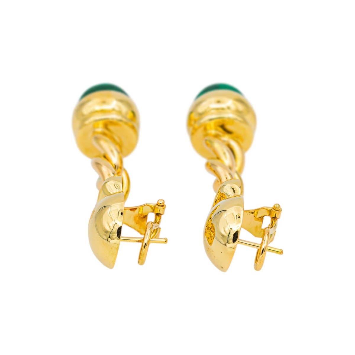 Boucles d'oreilles Pendantes Or jaune Malachite - Castafiore