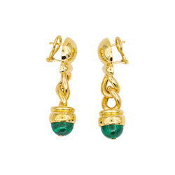 Boucles d'oreilles Pendantes Or jaune Malachite - Castafiore