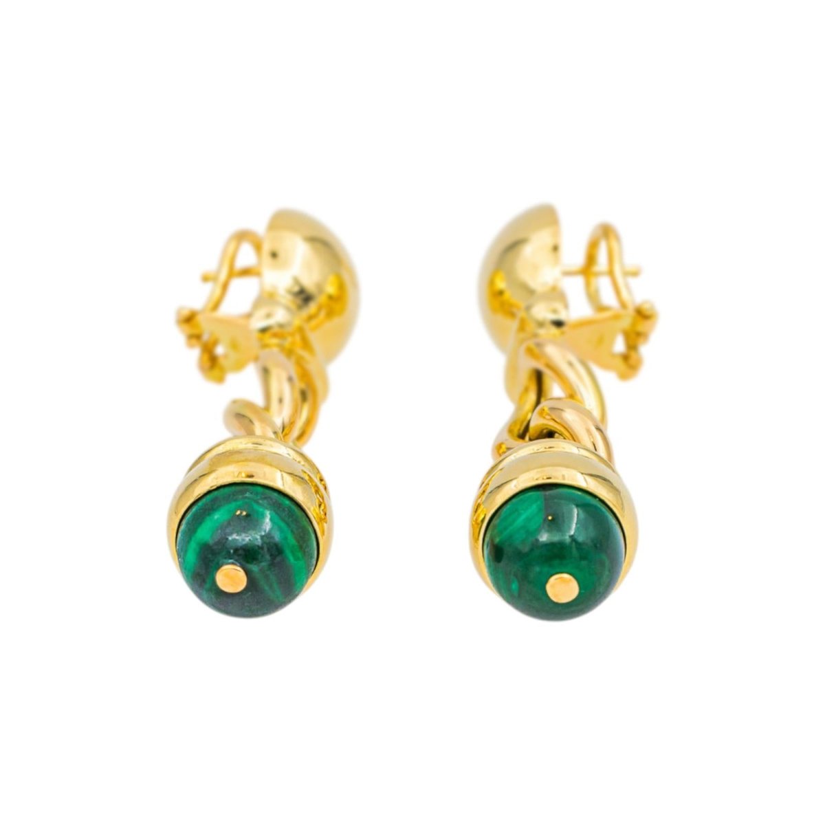 Boucles d'oreilles Pendantes Or jaune Malachite - Castafiore