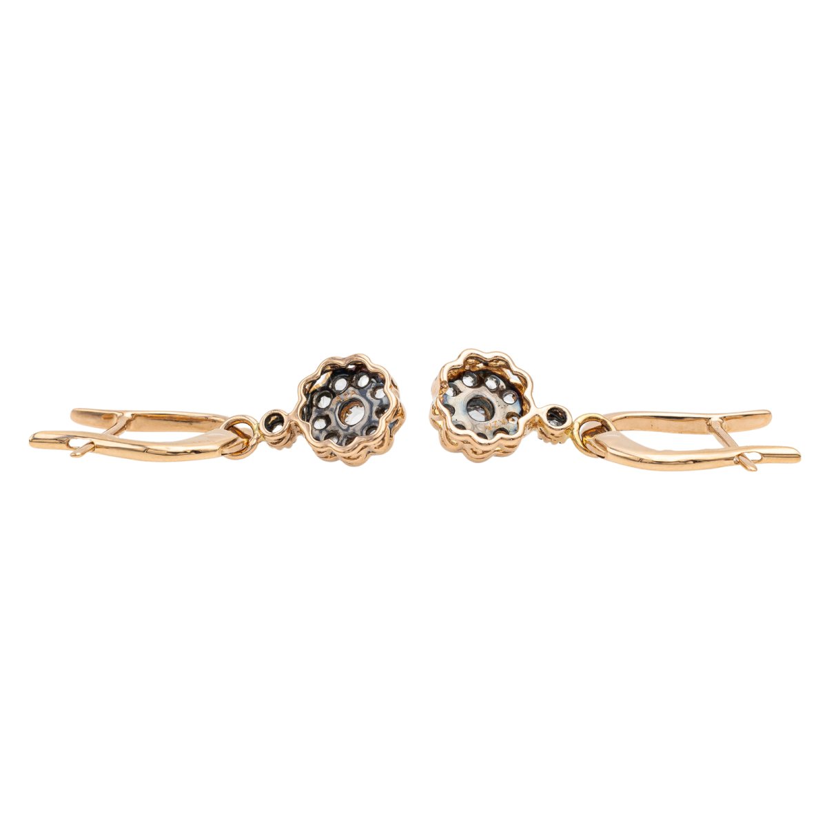 Boucles d'oreilles Pendantes Or rose Diamant - Castafiore