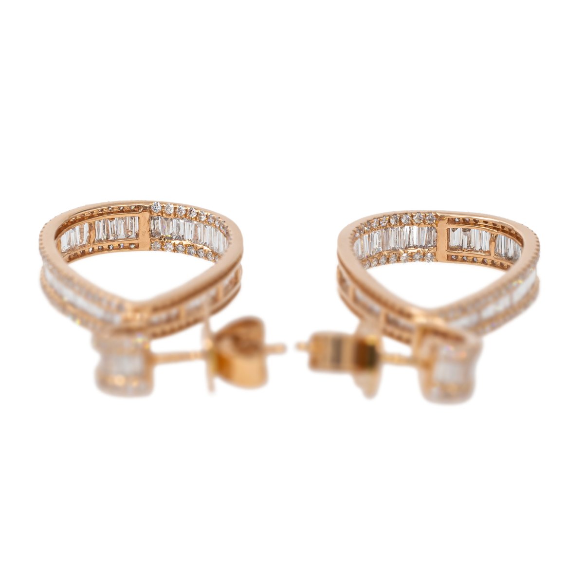 Boucles d'oreilles Pendantes Or rose Diamant - Castafiore