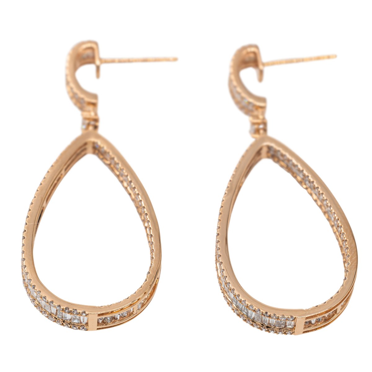 Boucles d'oreilles Pendantes Or rose Diamant - Castafiore