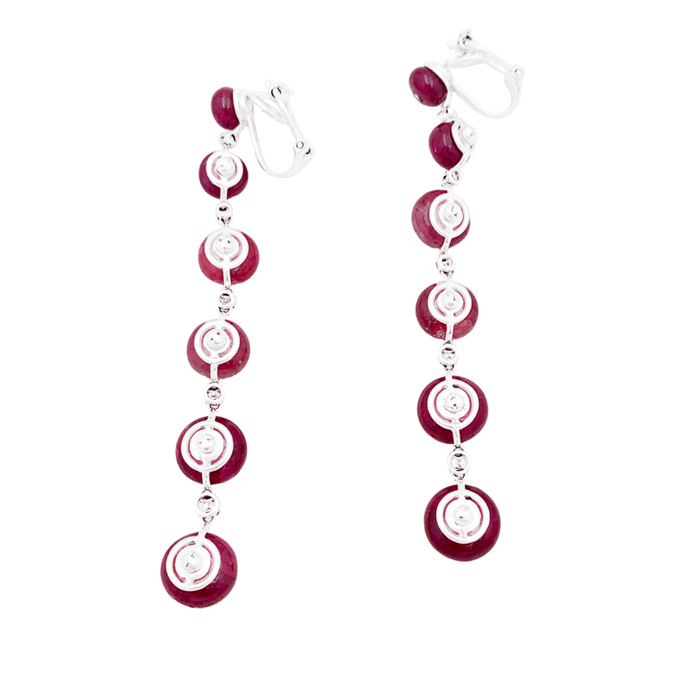 Boucles d'oreilles Pendantes REPOSSI en or blanc, rubis et diamants - Castafiore