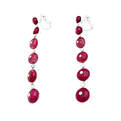 Boucles d'oreilles Pendantes REPOSSI en or blanc, rubis et diamants - Castafiore