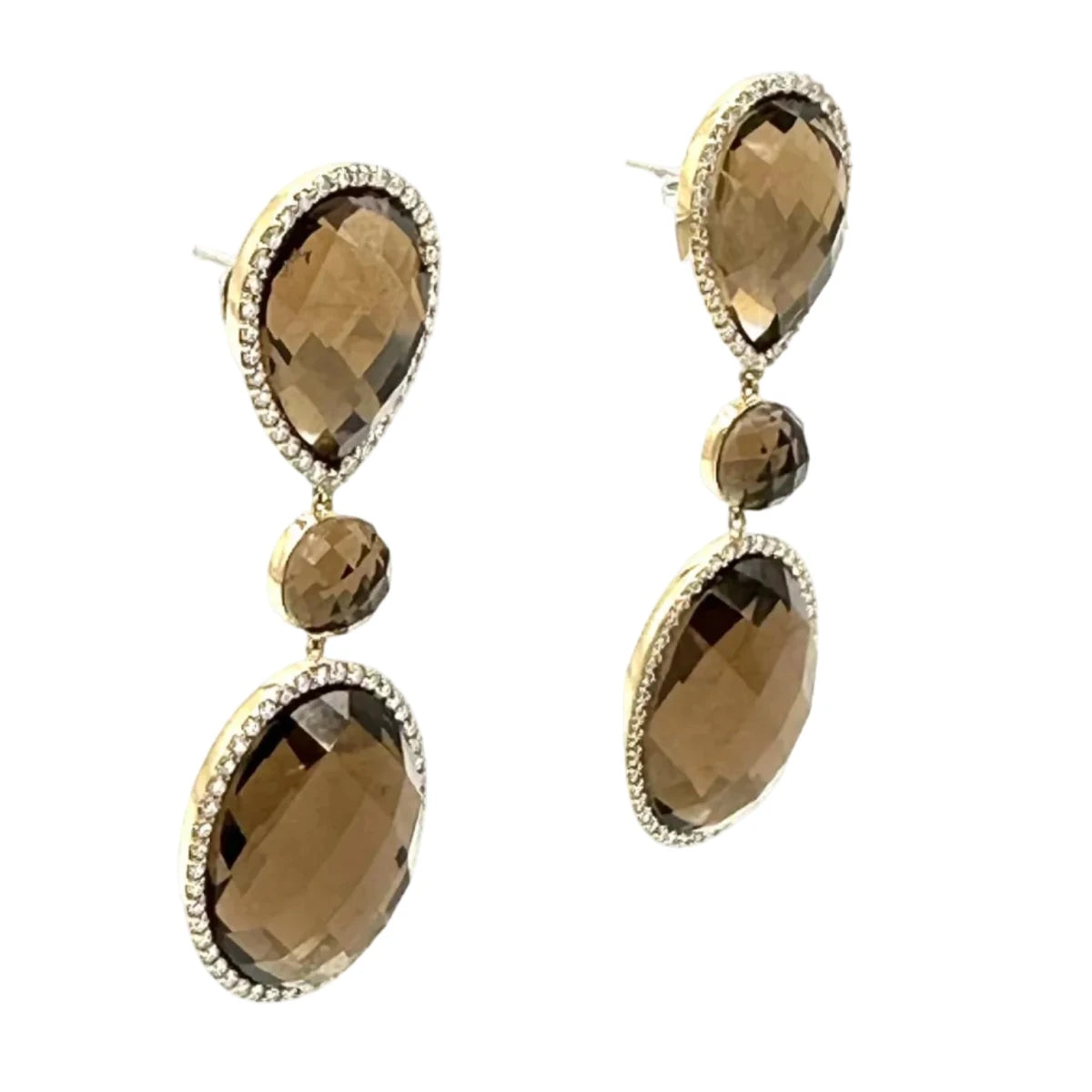 Boucles d'oreilles Pendantes ROBERTO COIN en or jaune, quartz et diamants - Castafiore