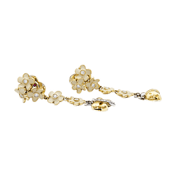 Boucles d'oreilles Pendantes ROBERTO COIN en or rose, émail et diamants - Castafiore