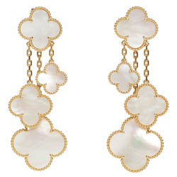 Boucles d’oreilles Pendantes VAN CLEEF & ARPELS "Magic Alhambra" en or jaune et nacre - Castafiore