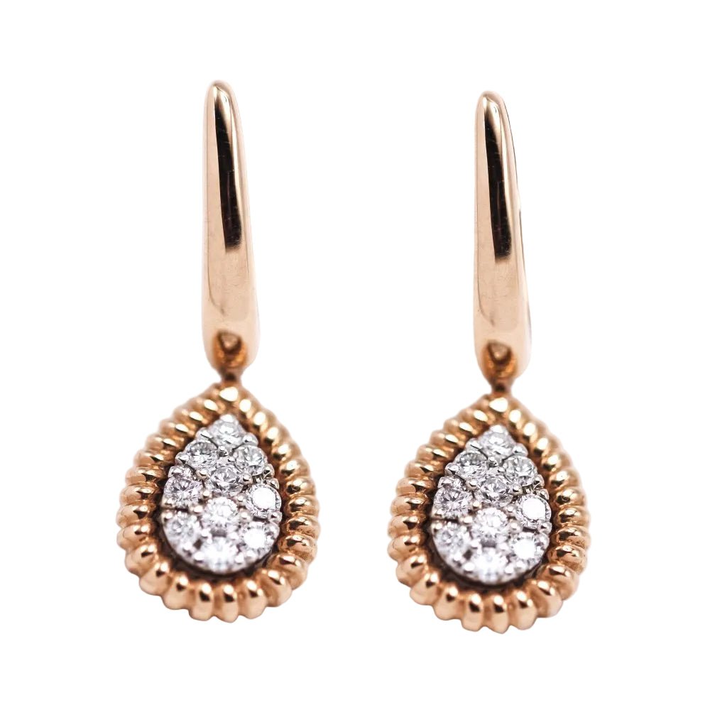 Boucles d'oreilles Pendentifs en or bleu, or blanc et diamants - Castafiore