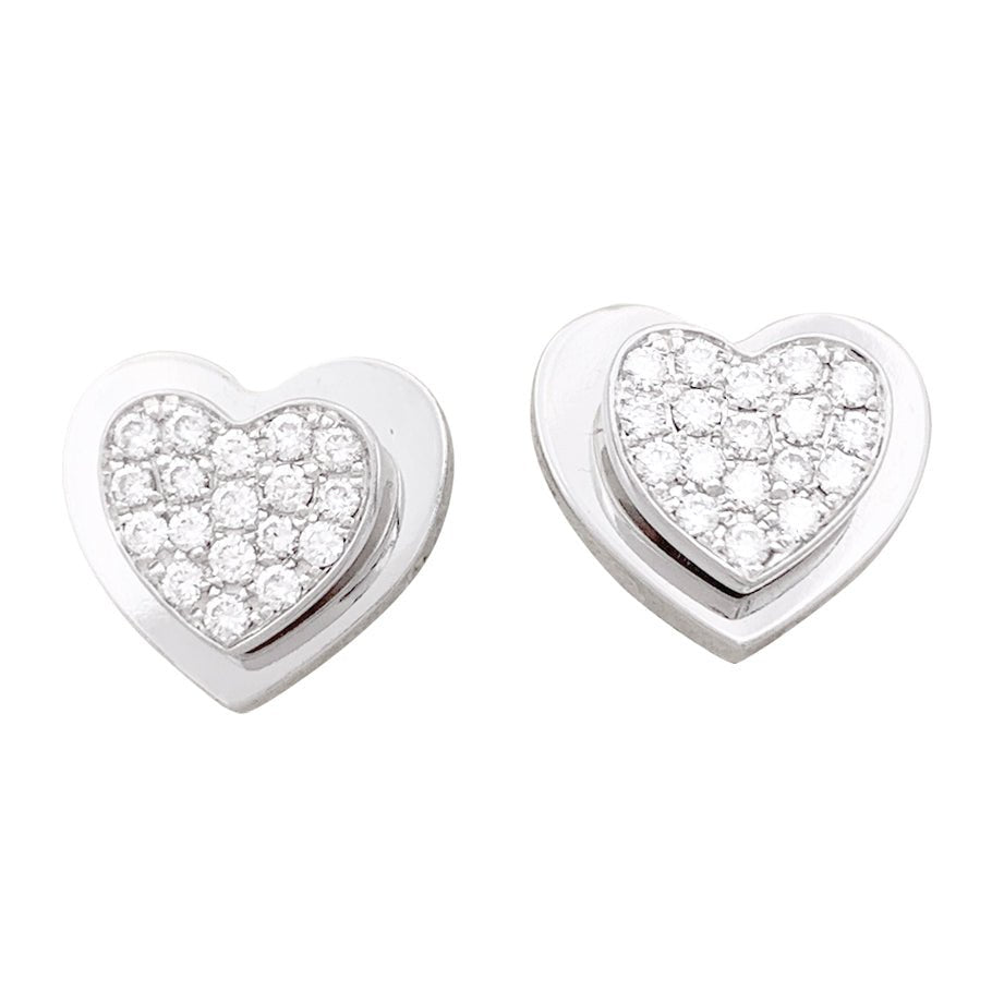 Boucles d'oreilles PIAGET "Coeur" en or blanc et diamants - Castafiore