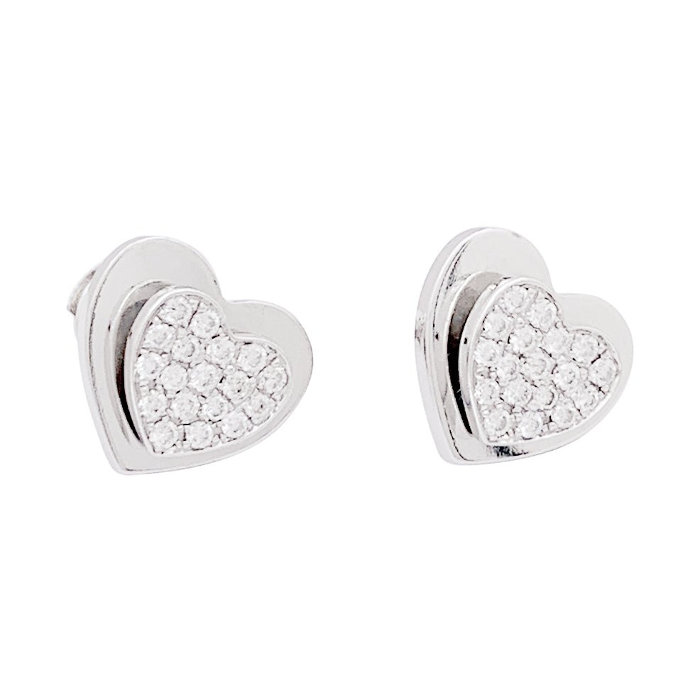 Boucles d'oreilles PIAGET "Coeur" en or blanc et diamants - Castafiore