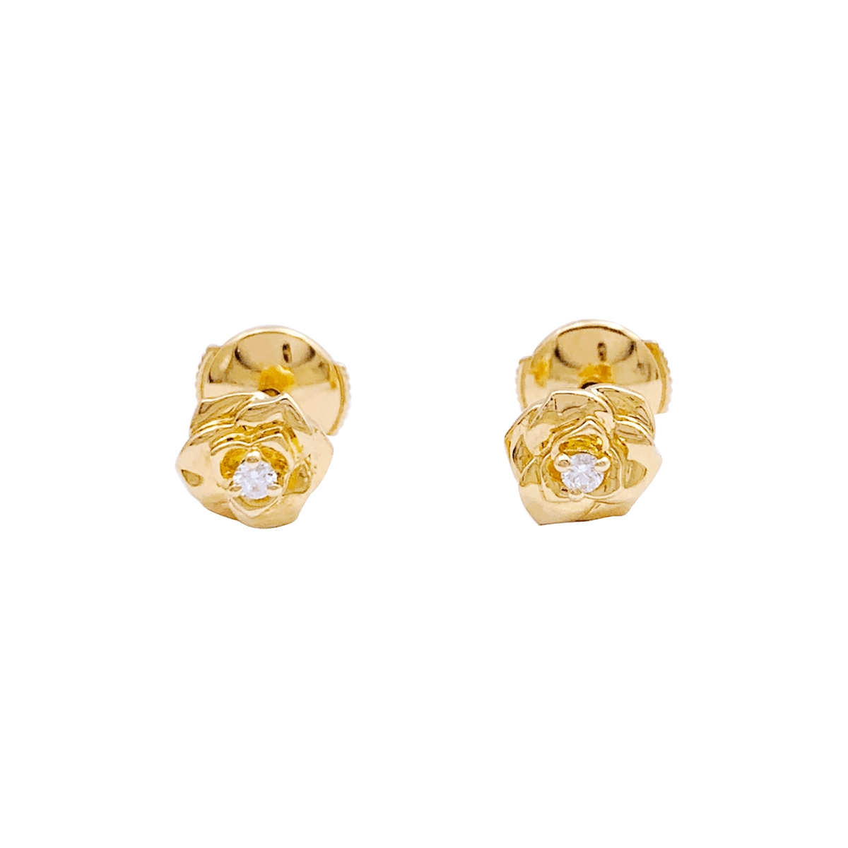 Boucles d'oreilles PIAGET "Rose Piaget" en or jaune et diamants - Castafiore
