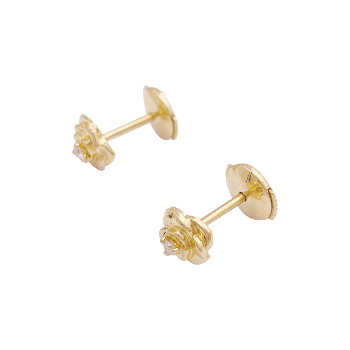 Boucles d'oreilles PIAGET "Rose Piaget" en or jaune et diamants - Castafiore