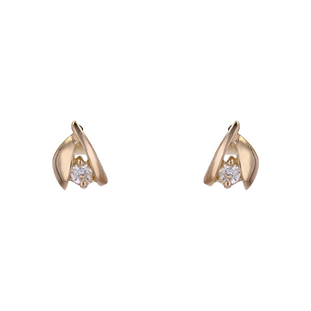 Boucles d'oreilles pierres blanches en or jaune - Castafiore
