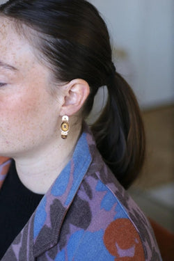 Boucles d'Oreilles Poissardes Anciennes Or et Email - Castafiore