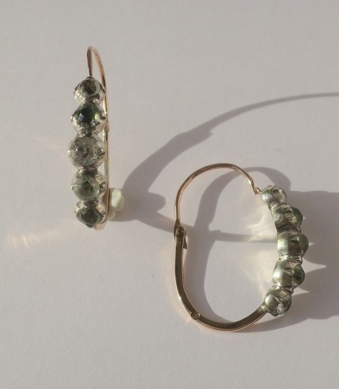 Boucles d'oreilles Poissardes en or rose et argent - Castafiore