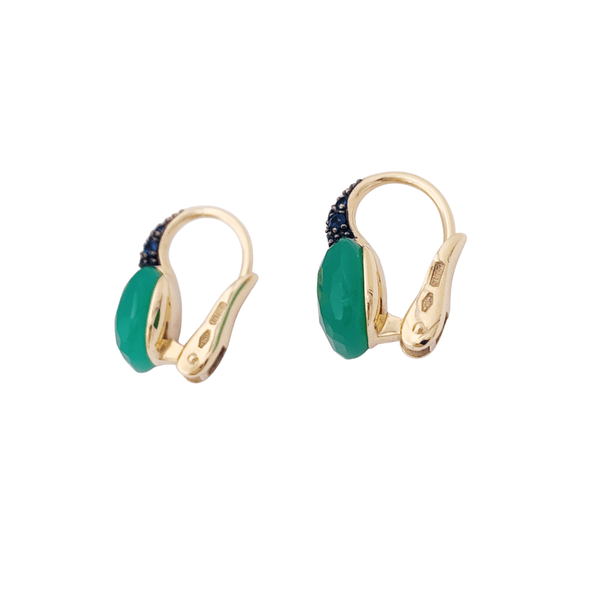 Boucles d'oreilles Pomellato "Capri" or, chrysoprase, saphirs. - Castafiore
