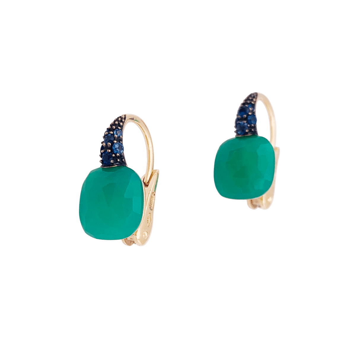 Boucles d'oreilles Pomellato "Capri" or, chrysoprase, saphirs. - Castafiore