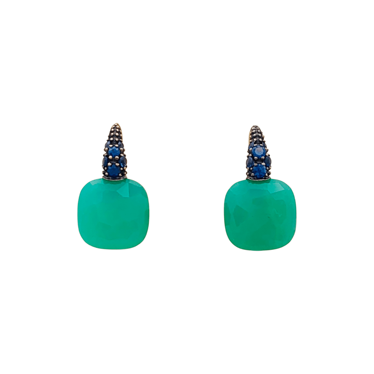 Boucles d'oreilles Pomellato "Capri" or, chrysoprase, saphirs. - Castafiore