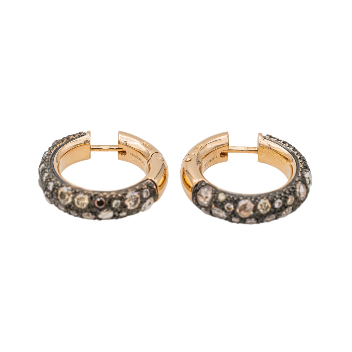 Boucles d'oreilles Pomellato Créoles Tango Or rose Diamant brun - Castafiore