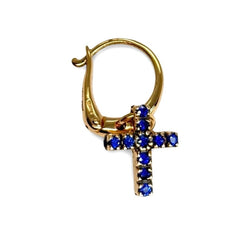 Boucles d'oreilles POMELLATO Croix en or rose et saphir - Castafiore