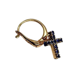 Boucles d'oreilles POMELLATO Croix en or rose et saphir - Castafiore