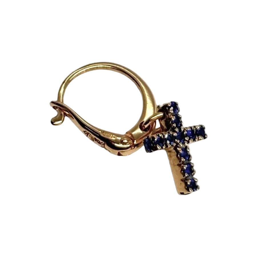 Boucles d'oreilles POMELLATO Croix en or rose et saphir - Castafiore