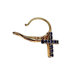 Boucles d'oreilles POMELLATO Croix en or rose et saphir - Castafiore