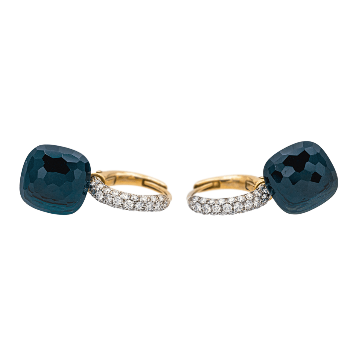 Boucles d'oreilles POMELLATO "Nudo" en or rose, topazes et diamants - Castafiore