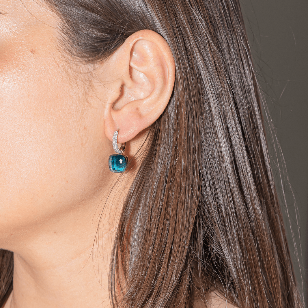 Boucles d'oreilles POMELLATO "Nudo" en or rose, topazes et diamants - Castafiore