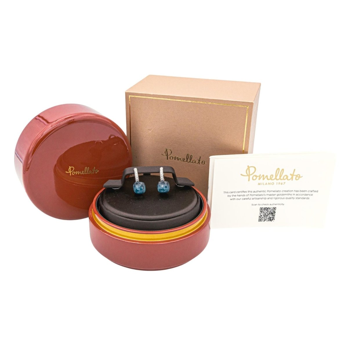 Boucles d'oreilles POMELLATO "Nudo" en or rose, topazes et diamants - Castafiore