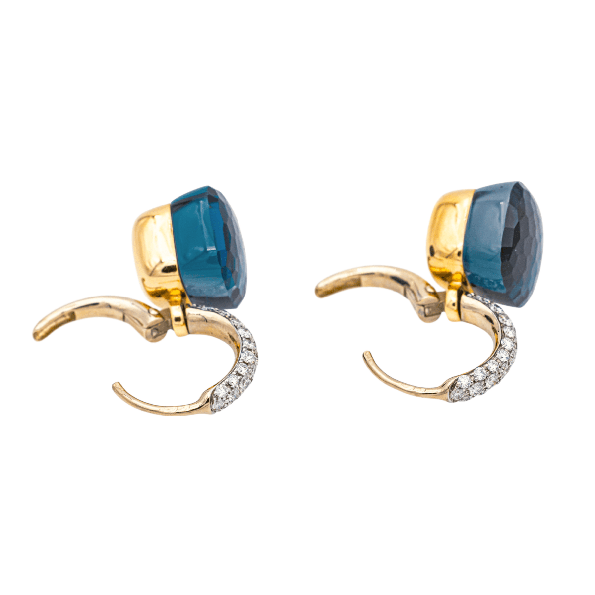 Boucles d'oreilles POMELLATO "Nudo" en or rose, topazes et diamants - Castafiore