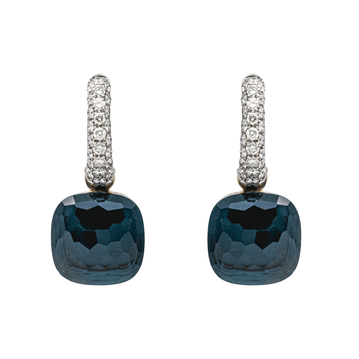 Boucles d'oreilles POMELLATO "Nudo" en or rose, topazes et diamants - Castafiore
