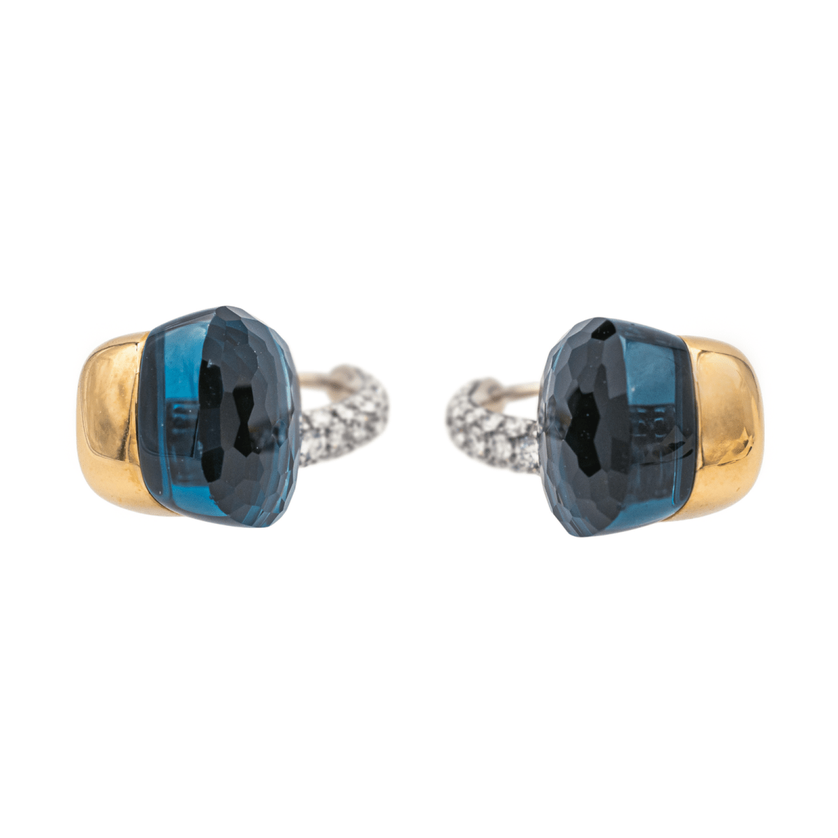 Boucles d'oreilles POMELLATO "Nudo" en or rose, topazes et diamants - Castafiore