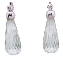 Boucles d'oreilles PRASIOLITE en or blanc et diamants - Castafiore