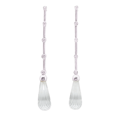 Boucles d'oreilles PRASIOLITE en or blanc et diamants - Castafiore
