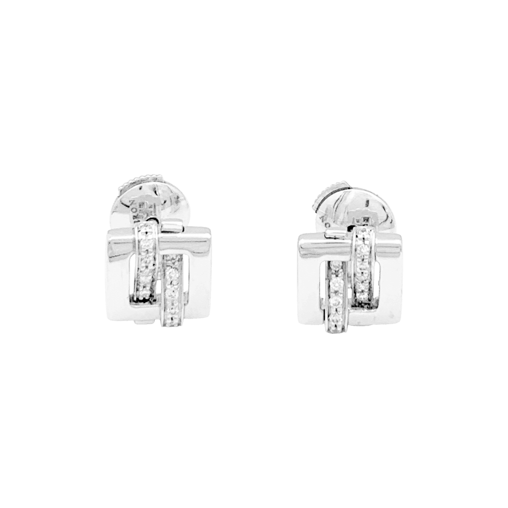 Boucles d'oreilles Puces BOUCHERON "Déchainée" en or blanc et diamants - Castafiore