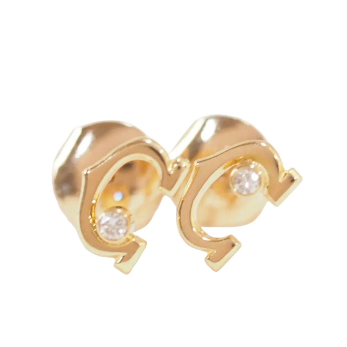 Boucles d'oreilles Puces CARTIER "C" en or jaune et diamants - Castafiore