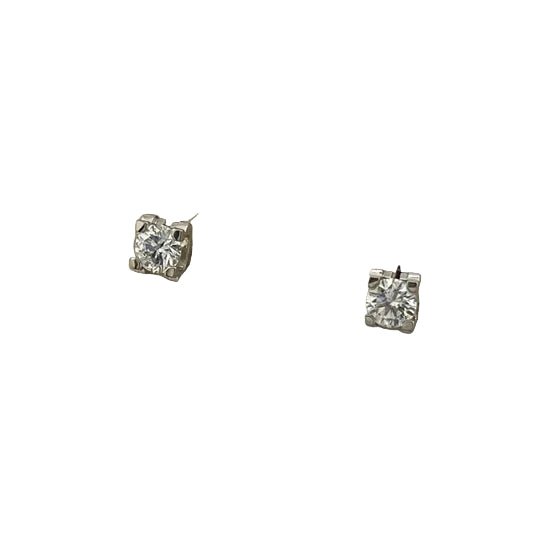 Boucles d'oreilles Puces CARTIER "Double C" en or blanc et diamants - Castafiore