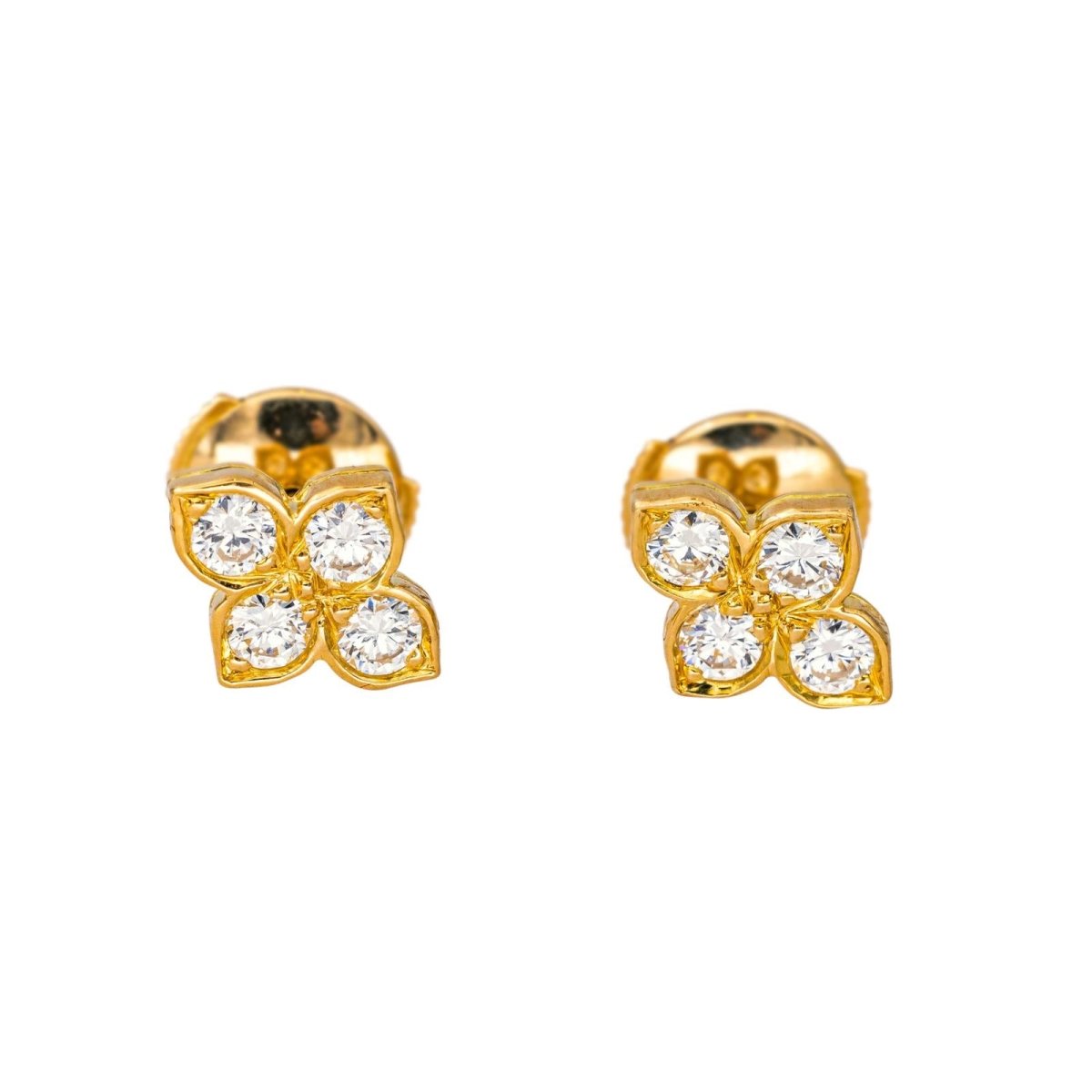 Boucles d'oreilles Puces CARTIER "Hindu" en or jaune et diamants - Castafiore