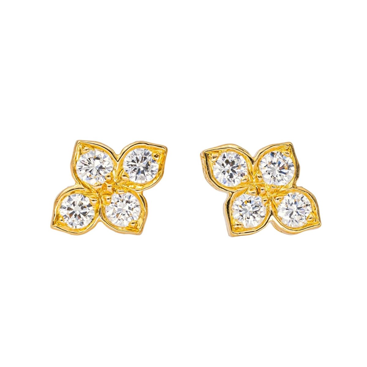 Boucles d'oreilles Puces CARTIER "Hindu" en or jaune et diamants - Castafiore